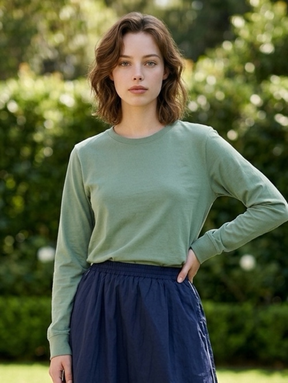 NWT Allbirds Women’s Green Allgood Organic Cotton Long Sleeve Tee Shirt - Size S